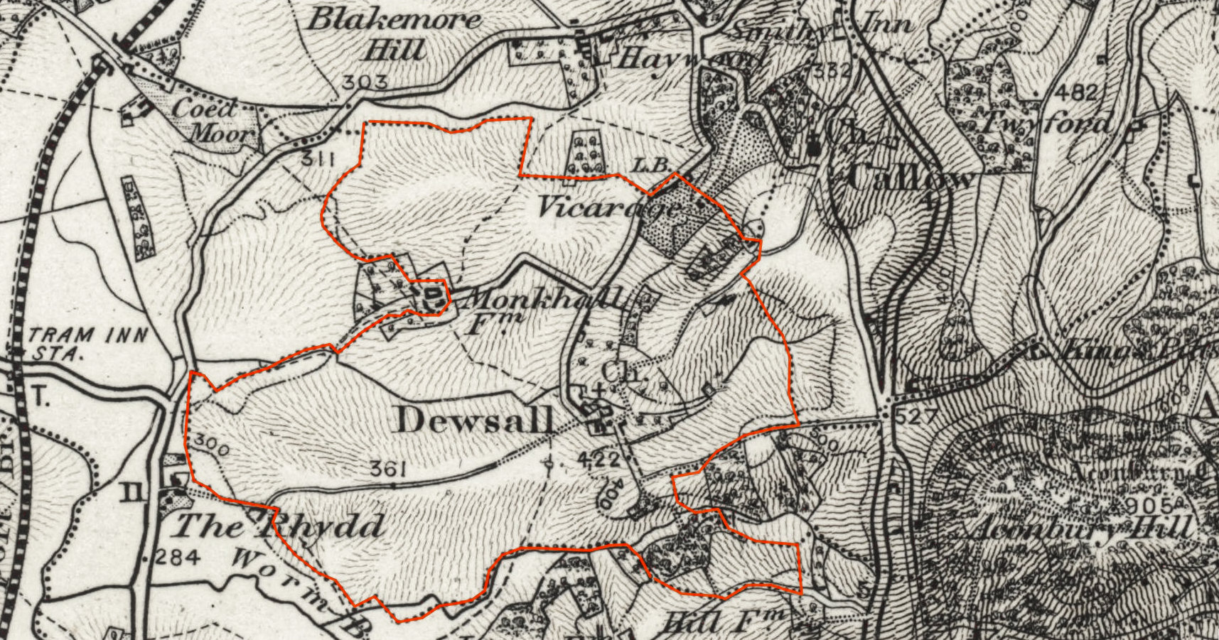 Ordnance Survey map hills detail
