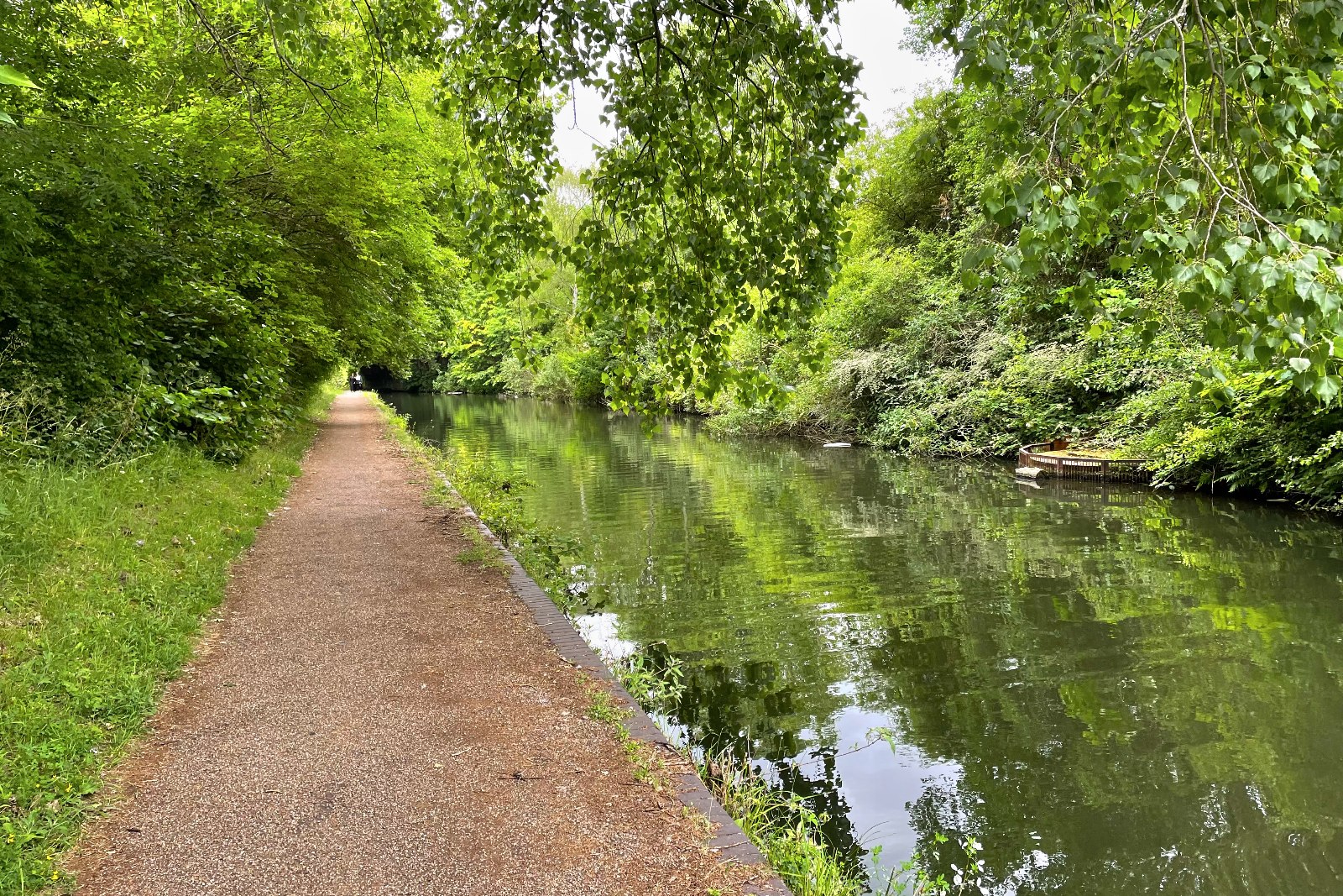 canal towpath trees walkers